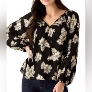 NWT Tommy Bahama Shimmering Shores black gold metallic leaf top Size Medium